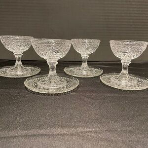 Set of (4) Round Crystal Plates and Set of (4) Crystal Cocktail Glasses